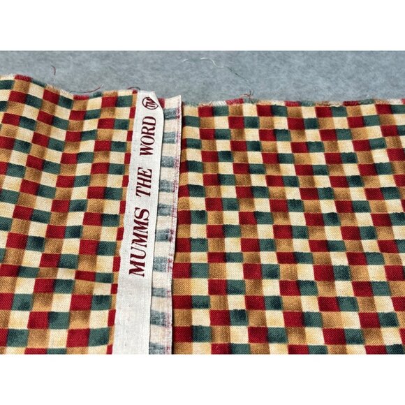 Vintage Mumms The Word Quilting Fabric Red/Green/Beige Checkerboard 11" x 44" Co - Picture 3 of 6